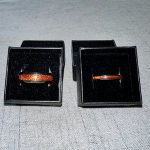 Hawaiian Koa Tungsten Carbide Ring Set (Men Sz 11, Women Sz 7)